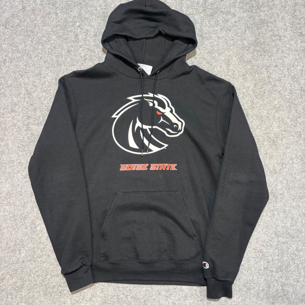 Champion Boise State Broncos Hoodie Mens Medium Black NCAA Pullover Sweatshirt